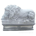 Western Style Natural White Marble Sleeping Lion Statue